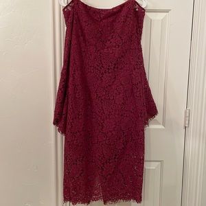 Bardot Lace Off the Shoulder Midi Dress